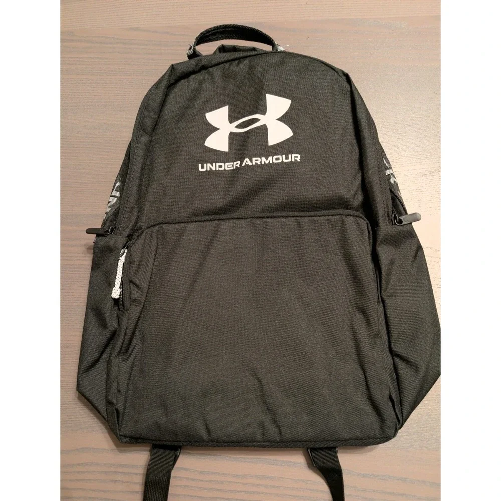 NWT Under Armour UA Essentials Backpack Black White 15 Inch Laptop Bag Unisex